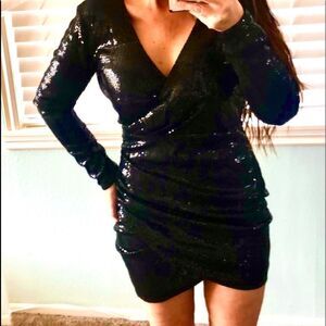 Black sequin mini dress